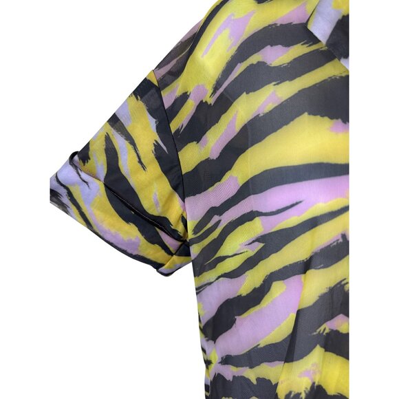 Beach Bunny Sienna Beach Women's Shirt Tiger Stripe Button Size Medium NWT - Picture 3 of 9